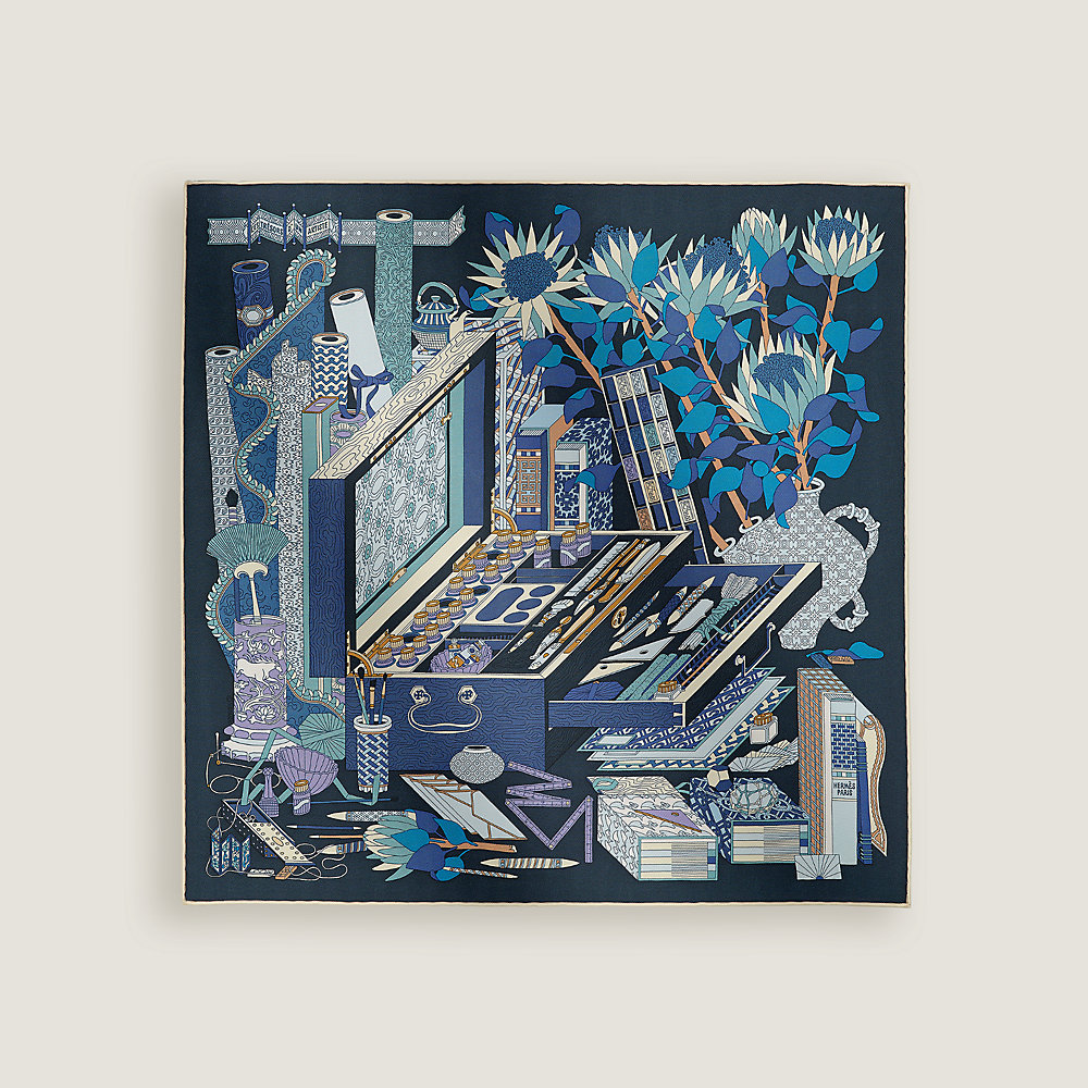 Les Tresors d'un Artiste scarf 45 - Blue | Hermès Mainland China